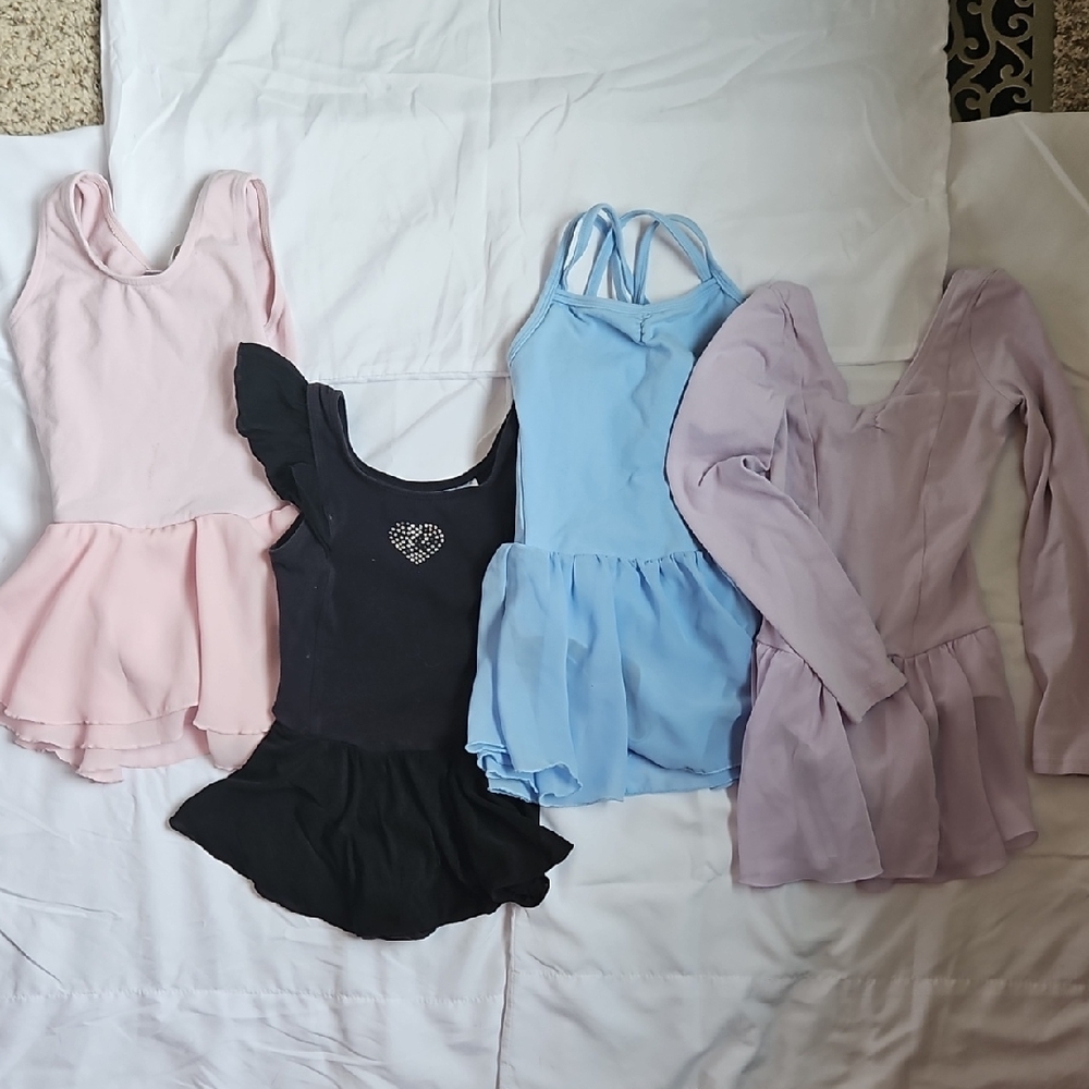 Multiples Ballet Dance Dress Lot in Pink, Black, Light Blue, Lavender